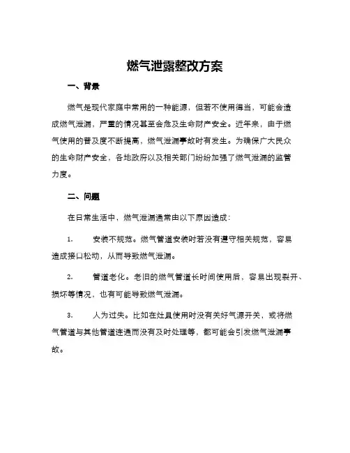 燃气泄露整改方案