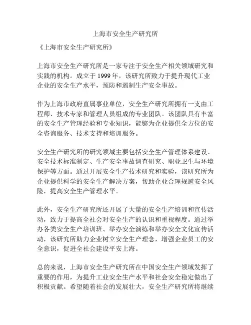 上海市安全生产研究所