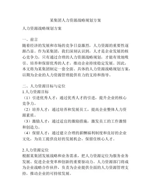 某集团人力资源战略规划方案