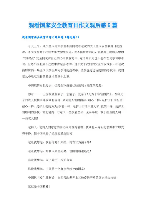 观看国家安全教育日作文观后感5篇