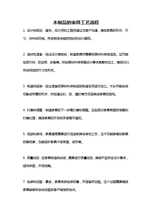 木制品的家具工艺流程