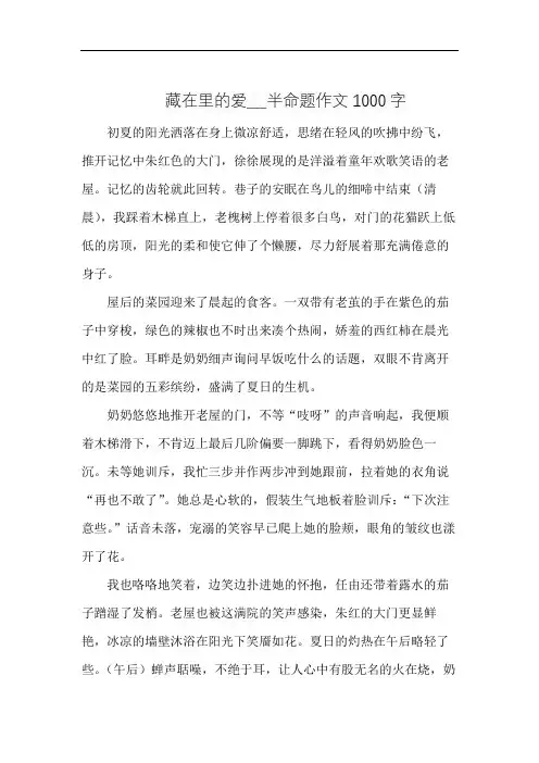 藏在里的爱___半命题作文1000字