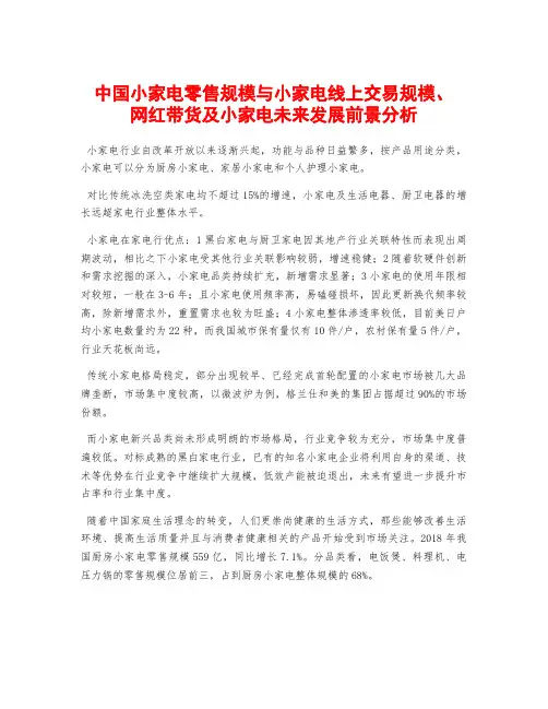 中国小家电零售规模与小家电线上交易规模、网红带货及小家电未来发展前景分析