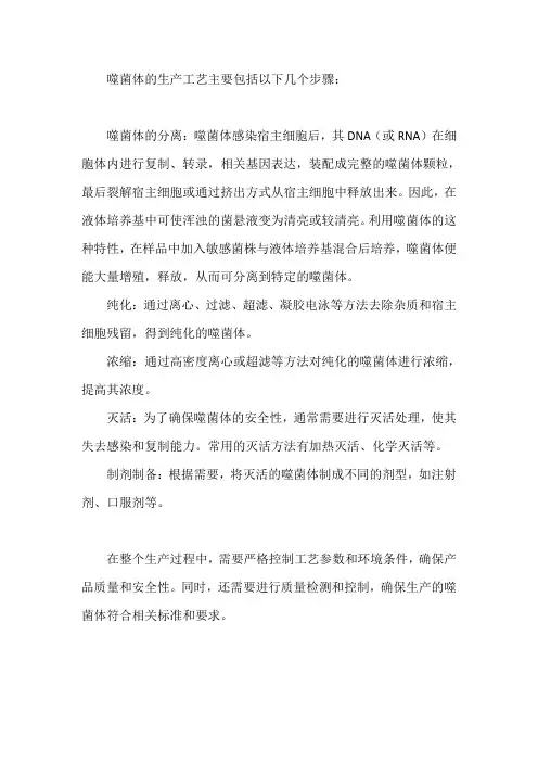 噬菌体 生产 工艺