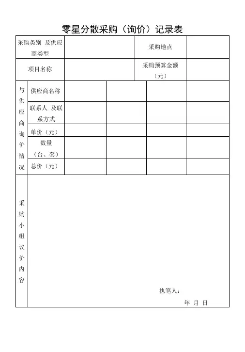 零星分散采购(询价)记录表
