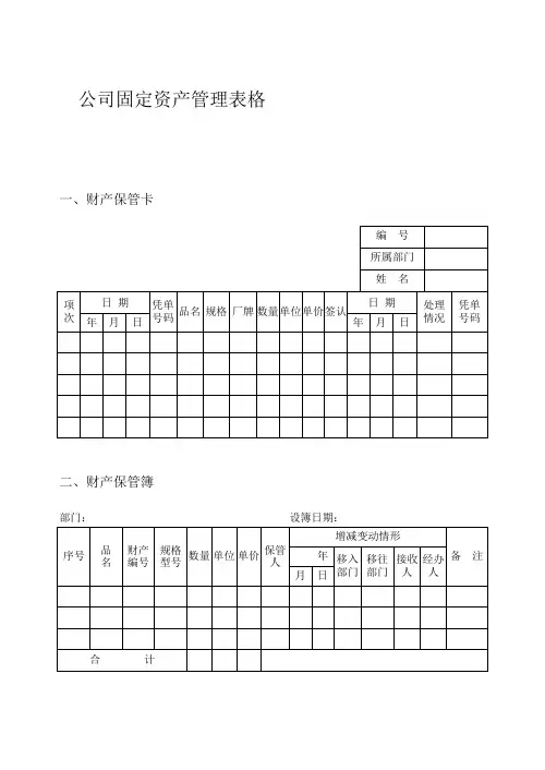 公司固定资产管理表格.doc