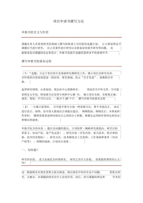 项目申请书撰写方法