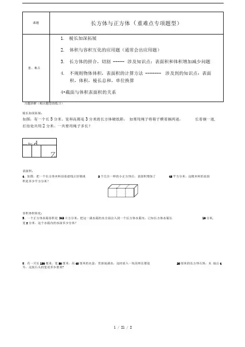 长方体与正方体重点专项题型