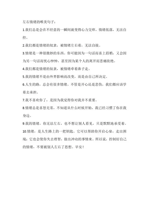 左右情绪的唯美句子