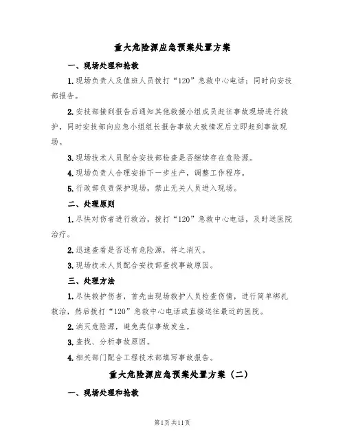 重大危险源应急预案处置方案(六篇)