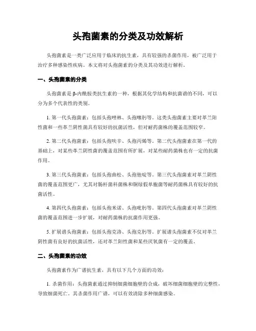 头孢菌素的分类及功效解析