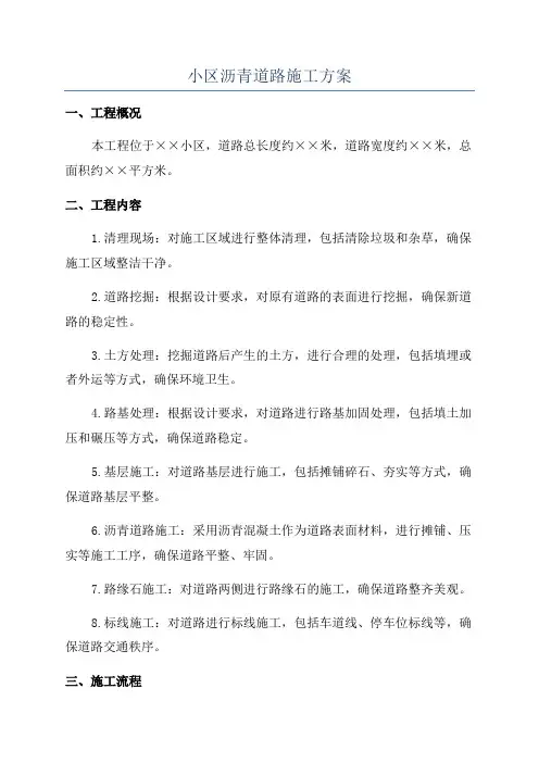 小区沥青道路施工方案
