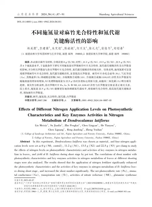 不同施氮量对麻竹光合特性和氮代谢关键酶活性的影响