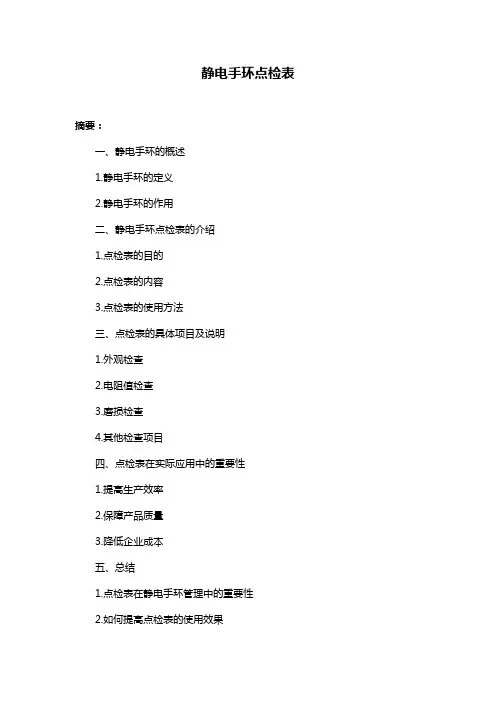 静电手环点检表
