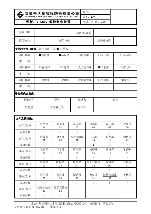 锣板、V-CUT、斜边制作指引