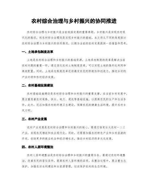 农村综合治理与乡村振兴的协同推进