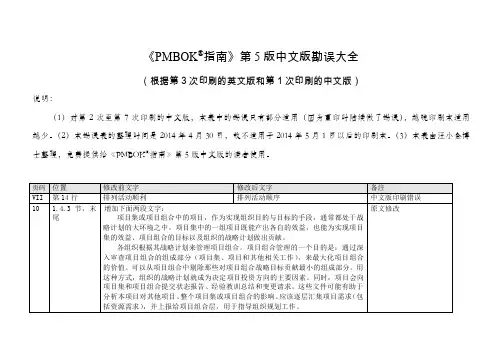 PMBOK指南第5版中文版勘误大全