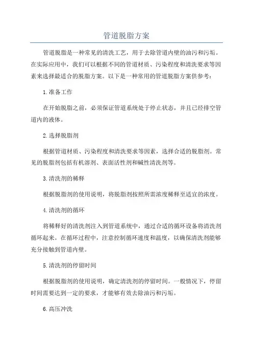 管道脱脂方案