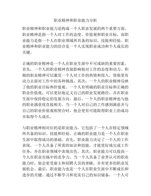 职业精神和职业能力分析