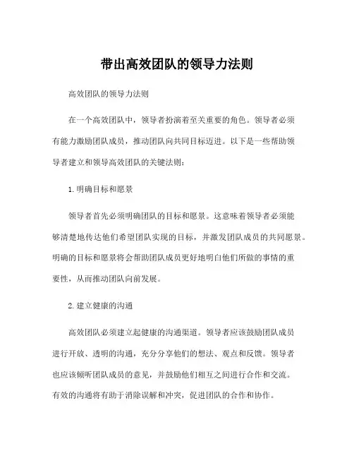 带出高效团队的领导力法则
