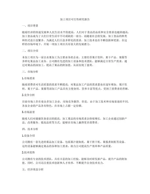 加工项目可行性研究报告