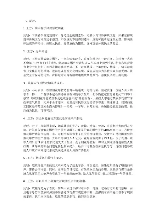 禁放烟花爆竹辩论会(反方