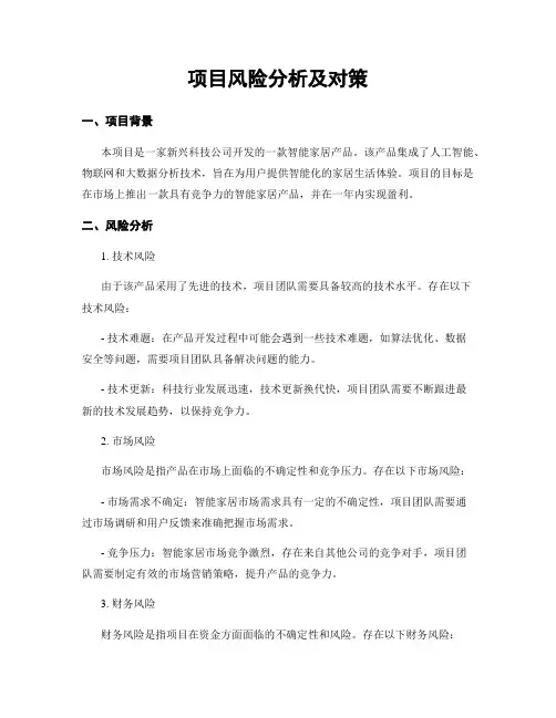 项目风险分析及对策