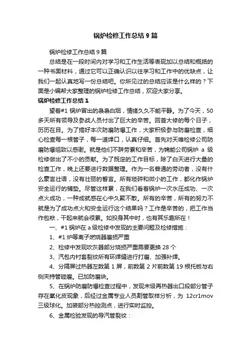 锅炉检修工作总结9篇