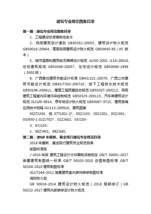 建筑专业规范图集目录