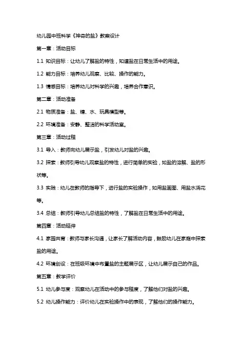 幼儿园中班科学《神奇的盐》教案设计