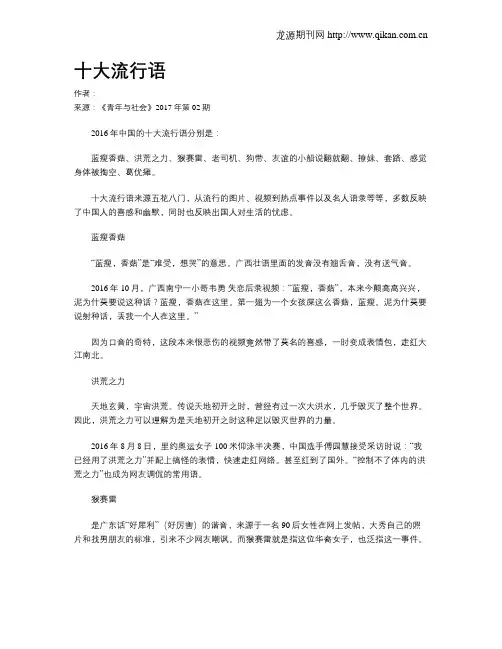 十大流行语