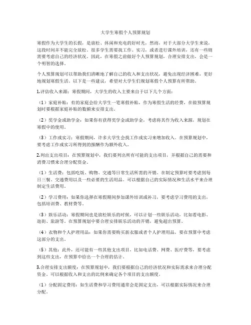 大学生寒假个人预算规划
