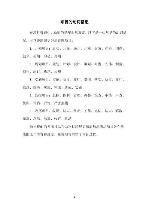 项目的动词搭配