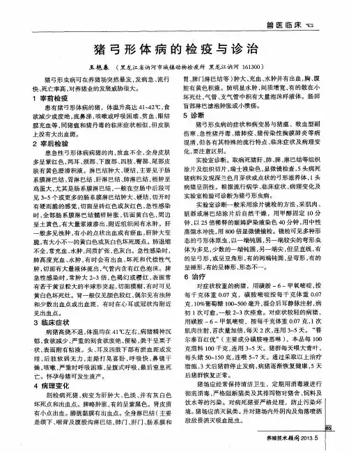 猪弓形体病的检疫与诊治