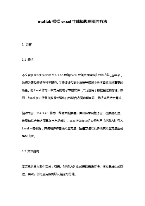 matlab根据excel生成模拟曲线的方法