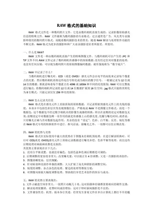 RAW格式的基础知识