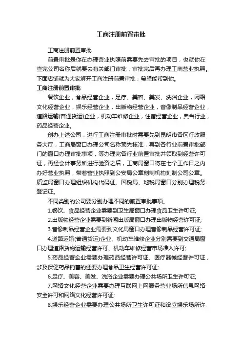 工商注册前置审批