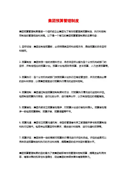 集团预算管理制度
