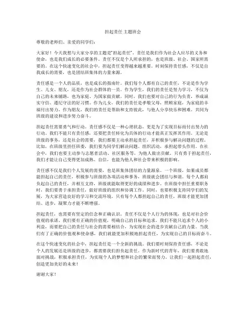 担起责任 主题班会