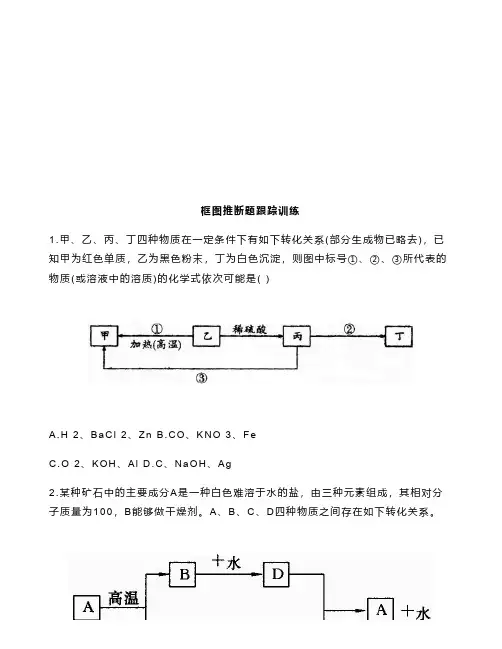 中考化学热点框图推断题专题训练
