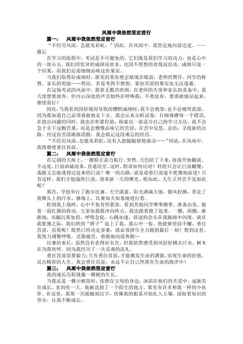 风雨中我依然坚定前行作文600字