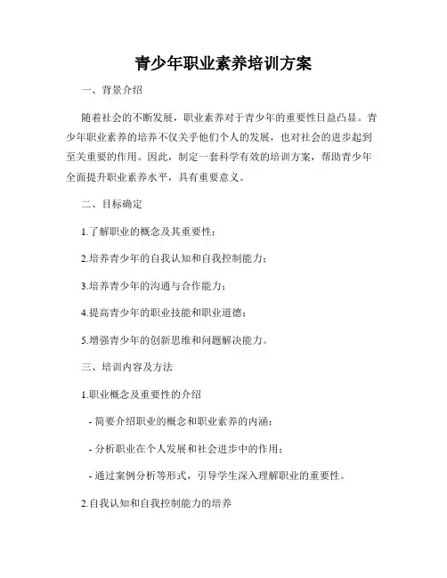 青少年职业素养培训方案