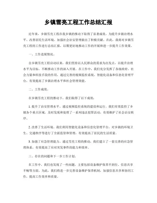 乡镇雪亮工程工作总结汇报