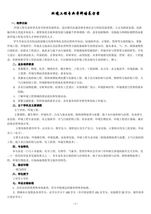 环境工程专业本科培养方案