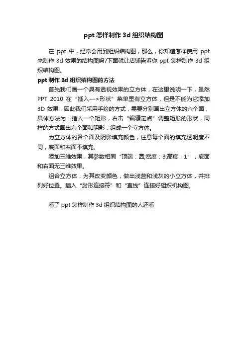 ppt怎样制作3d组织结构图