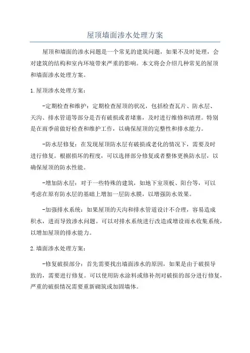 屋顶墙面渗水处理方案