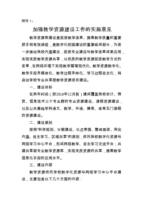 教学资源建设项目立项表