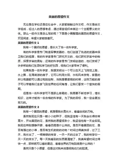 美丽的愿望作文5篇