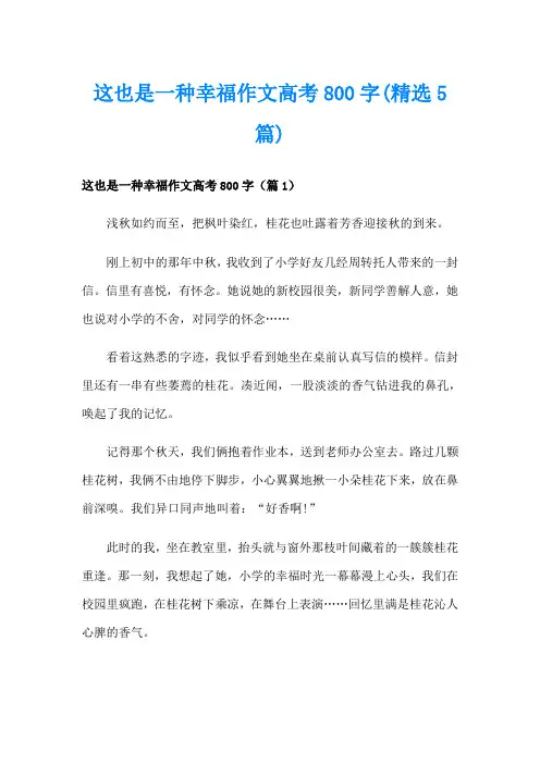 这也是一种幸福作文高考800字(精选5篇)