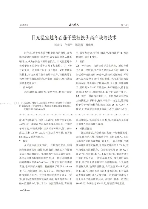日光温室越冬茬茄子整枝换头高产栽培技术